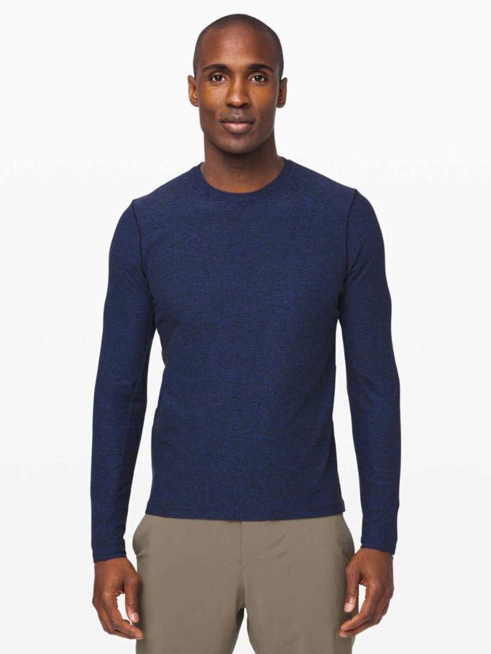 LULULEMON Men's Surge Warm Long Sleeve Size M In Heathered Moroccan Blue/Black
